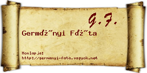 Germányi Fáta névjegykártya